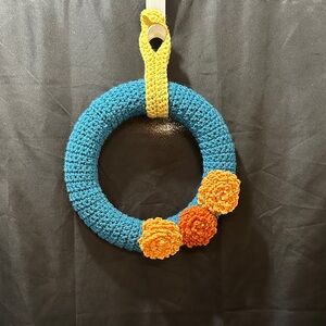 Hand Crafted Blue and Orange Wreath